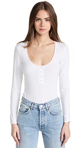 Wolford Damen Henley String Body,Frauen String-Body,Basic,Langarm-Oberteil,Rundhals-Ausschnitt,figurbetont,transparent,White,M (Medium) von Wolford