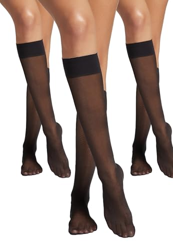 Wolford Damen Satin Touch Knee-Highs Set (3 units) black M von Wolford