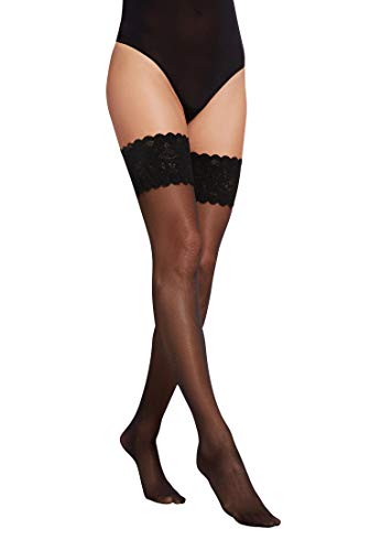 Wolford Damen Matt Fein Strumpfhose Satin Touch 20 Stay - Up 21223, 20 DEN, Gr. Medium, Schwarz (Black 7005) von Wolford