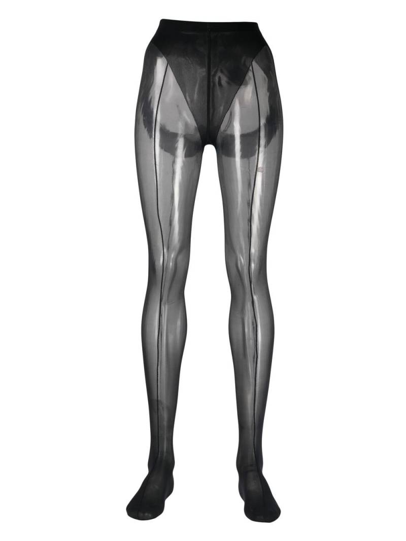 Mugler x Wolford Strumpfhose mit Mesh-Einsatz - Schwarz von Mugler