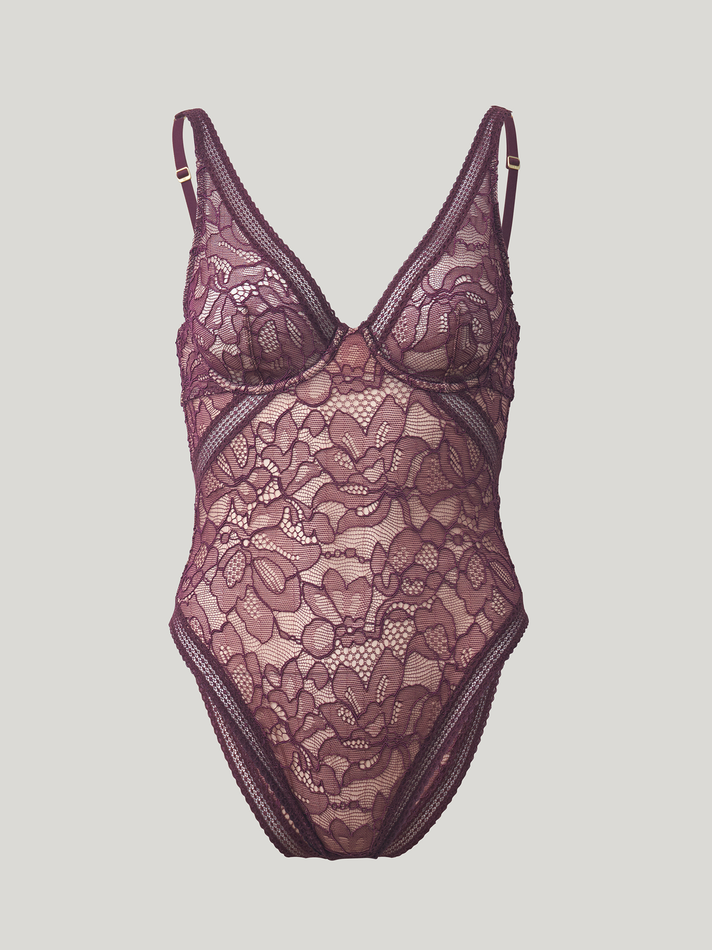 Wolford - Nets and Roses Bodysuit, Frau, plum, Größe: XLB von Wolford