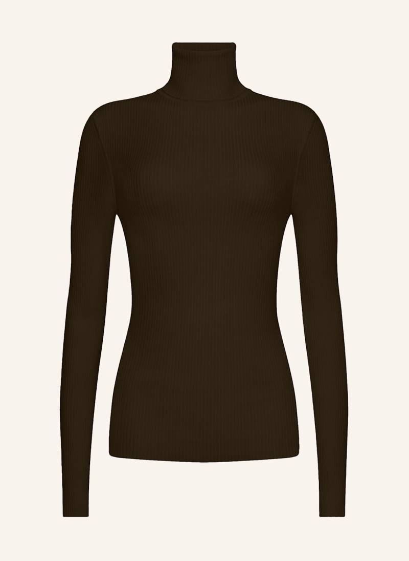 Wolford Pullover Merino Fine Rib Top Long Sleev braun von Wolford
