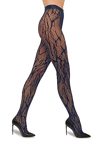 Wolford Schlangen-Spitzenstrumpfhose für Damen, Marineblau, S von Wolford