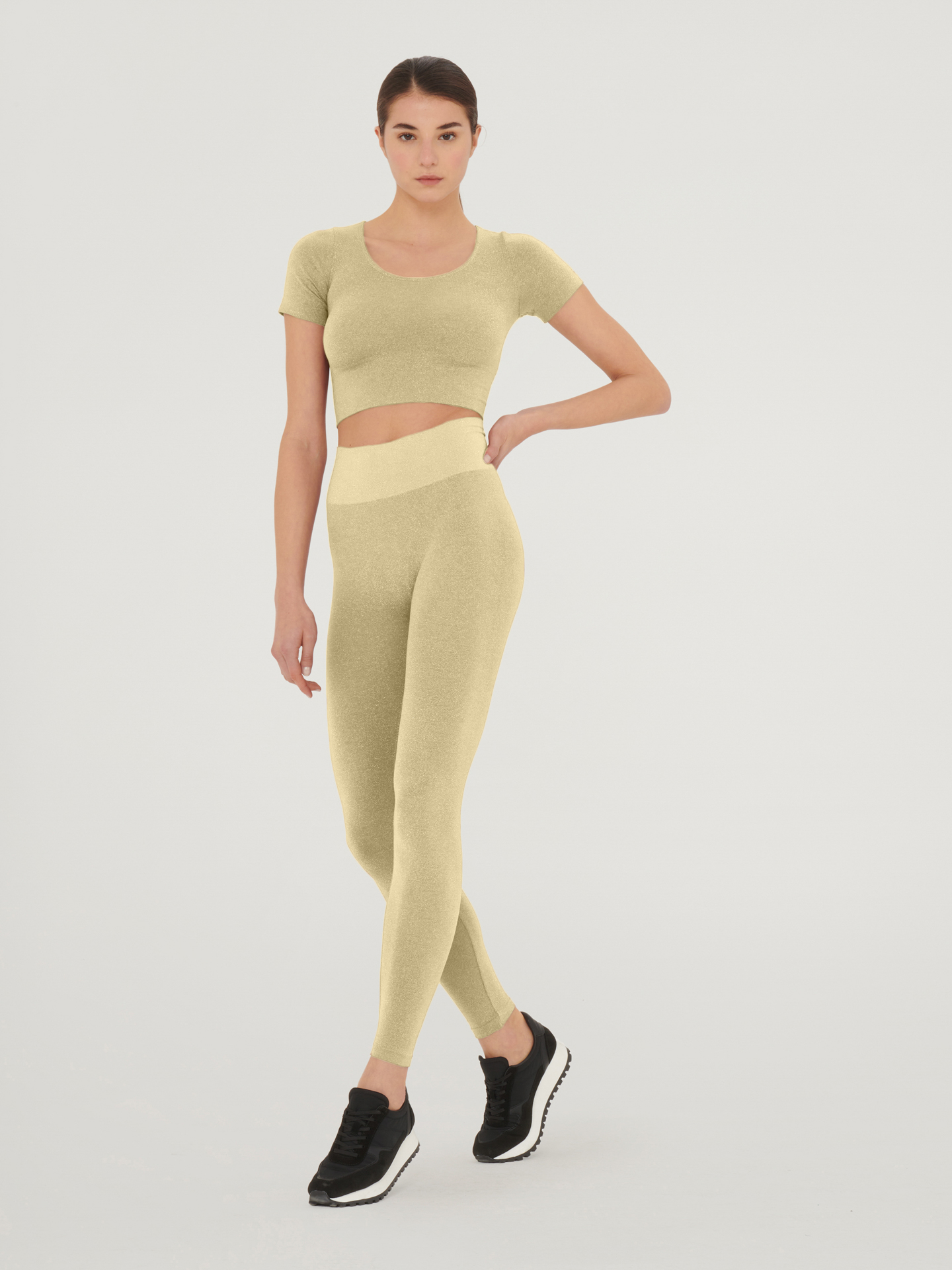 Wolford - Shiny Crop Top, Frau, moonshell/gold, Größe: L von Wolford