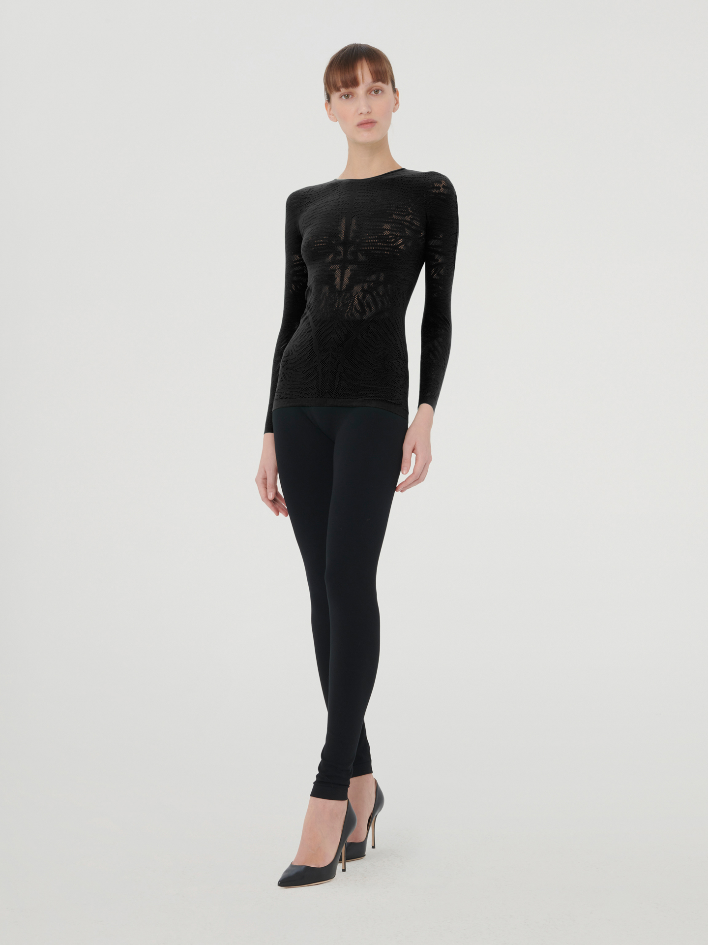 Wolford - Zebra Net Top Long Sleeves, Frau, black, Größe: S von Wolford