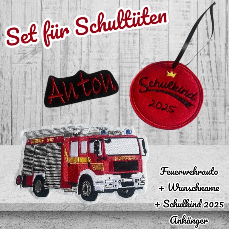 Aufnäher Feuerwehr Badge Bügelbild Applikation Für Schultüte Schulanfang 2025 Schulkind Feuer Fire Feuerwehrauto von WolfsrudelDresden