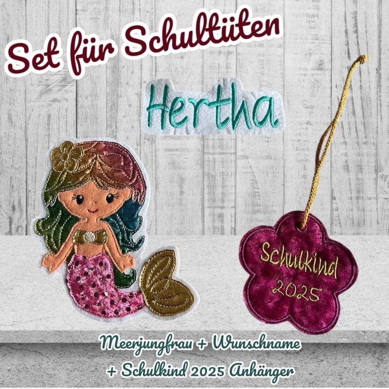 Aufnäher Meerjungfrau Badge Bügelbild Applikation Für Schultüte Schulanfang Mermaid von WolfsrudelDresden