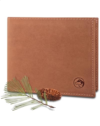 Geldbörse Herren Leder 'Nørge' – Tri-Fold Herren-Portemonnaie RFID-Blocker – 6 Karten-Fach, Ausweis-Fach, Großes Zusatzfach, Scheinfach, Kleingeldfach – Vintage Whiskey von Wolfstrøm