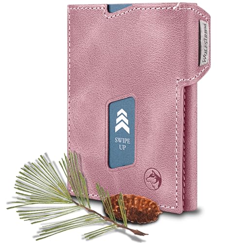 Wolfstrøm Slim Wallet mit Münzfach 'Ludvig' I 7+1 Karten Mini Geldbörse Herren, RFID Blocker I Damen Herren Portemonnaie I Credit Card Holder Geldbeutel - Rosé von Wolfstrøm