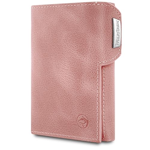 Wolfstrøm Slim Wallet 'Svente' I 11 Karten Mini Geldbörse mit Münzfach, RFID Blocker I Damen und Herren Portemonnaie Klein I Credit Card Holder Geldbeutel – Rosé von Wolfstrøm