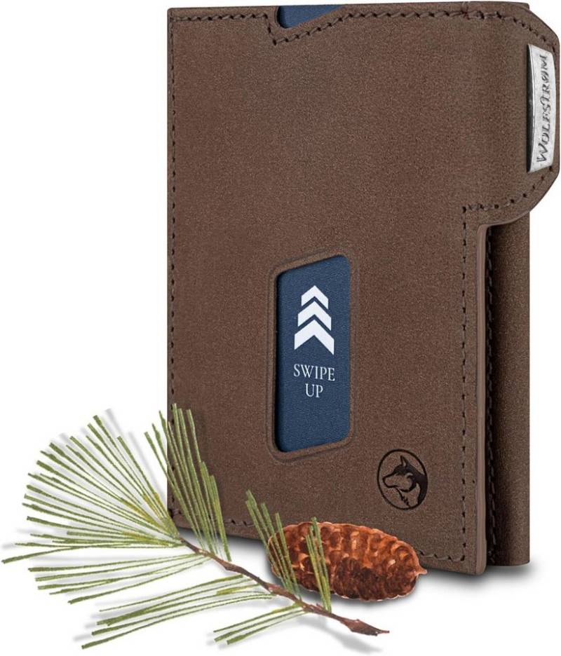 Wolfstrøm Geldbörse Slim Wallet mit Münzfach 'Ludvig' I Mini Geldbörse Herren klein (Made in EUROPE, Handgefertigt / Hand-Made), Echtleder, Handgefertigt, Hand-Made, Made in Europe, Druckknopf von Wolfstrøm
