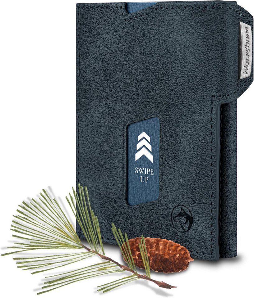 Wolfstrøm Geldbörse Slim Wallet mit Münzfach 'Ludvig' I Mini Geldbörse Herren klein (Made in EUROPE, Handgefertigt / Hand-Made), Echtleder, Handgefertigt, Hand-Made, Made in Europe, Druckknopf von Wolfstrøm