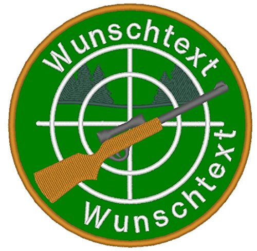 Aufnäher Jagd mit Wunschtext (grün) von Wolfszeit