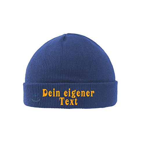 Smart Strickmütze WUNSCHTEXT (royal) von Wolfszeit