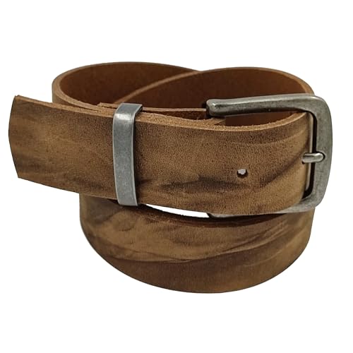 Wolfszeit Ledergürtel SBAS aus braunem Büffelleder mit matt-glänzender Schließe (95cm) von Wolfszeit