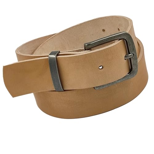 Wolfszeit Ledergürtel SBAS aus hellem Rindleder mit matt-glänzender Schließe (135cm) von Wolfszeit