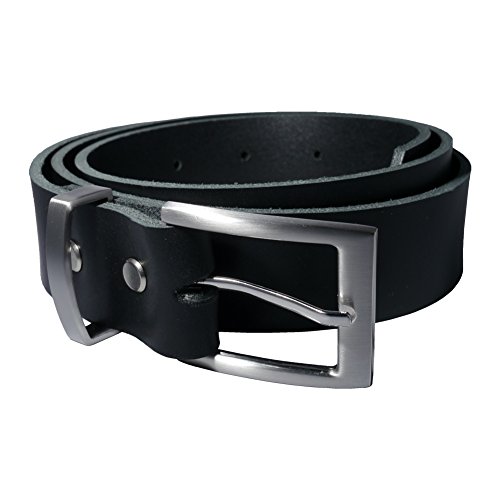 Wolfszeit Nickelfreier Gürtel aus schwarzem Rindleder (SBW-30) (180cm) von Wolfszeit