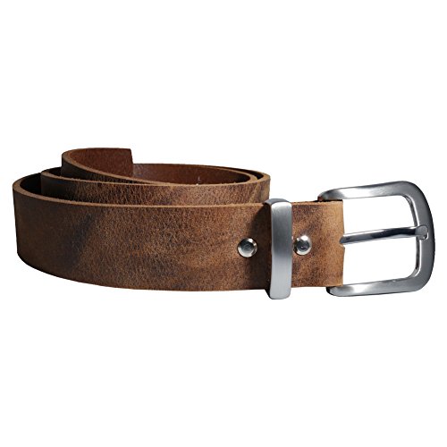 Wolfszeit Nickelfreier Ledergürtel JOKULL aus braunem Büffelleder in used look - Echtleder Gürtel (SBW) (85cm) von Wolfszeit