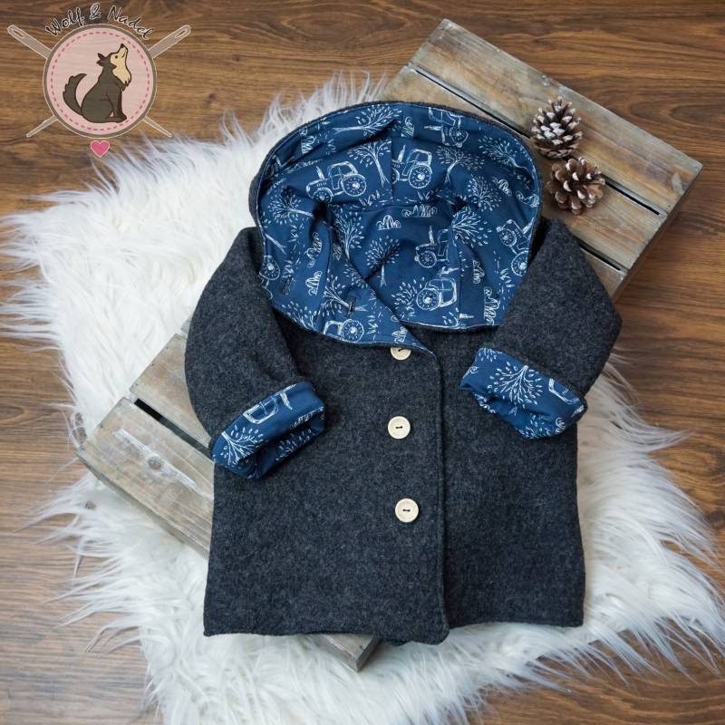 Walkjacke| Gefüttert | Jacke Baby |Jacke Kinder| |Winterjacke Reisverschluss Bündchen Umschlag Kapuze Knopfleiste von WolfundNadel