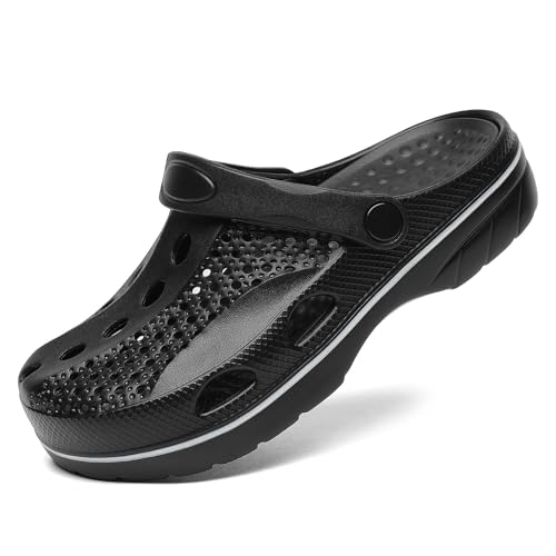 Wolidio Jungen und Mädchen Arch Support Garten Clogs Schuhe Kinder Hausschuhe Indoor Outdoor Strand Sandalen Herausnehmbare gepolsterte Innensohle, Schwarz, 12-12.5 Wide Little Kid von Wolidio