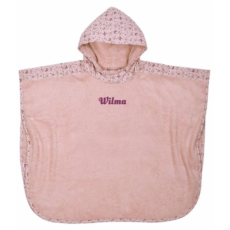 Kinder Badeponcho Mit Lama Motiv Und Namen Altrosa - Personalisiert Deinen Wunschangaben Poncho Geschenk Zum Geburtstag von Wolimbo