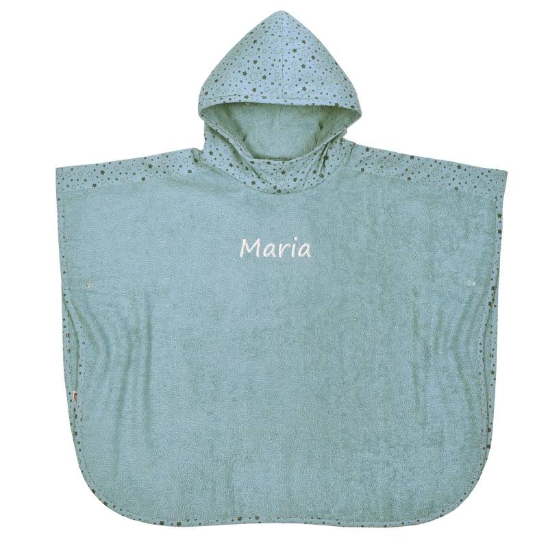 Kinder Badeponcho Mit Sterne Motiv Und Namen Bestickt Eisblau - Personalisiert Deinen Wunschangaben Poncho Geschenk Zum Geburtstag von Wolimbo