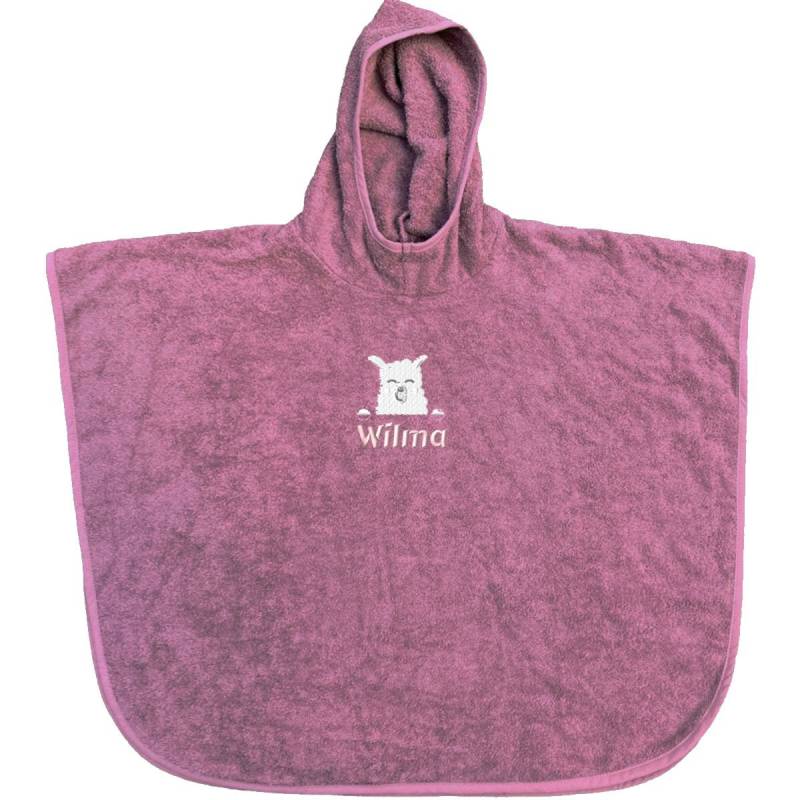 Wolimbo Kinder Badeponcho Mauve Mit Namen Und Motiv Bestickt - Personalisiert Deinen Wunschangaben Poncho Geschenk Zum Geburtstag von Wolimbo
