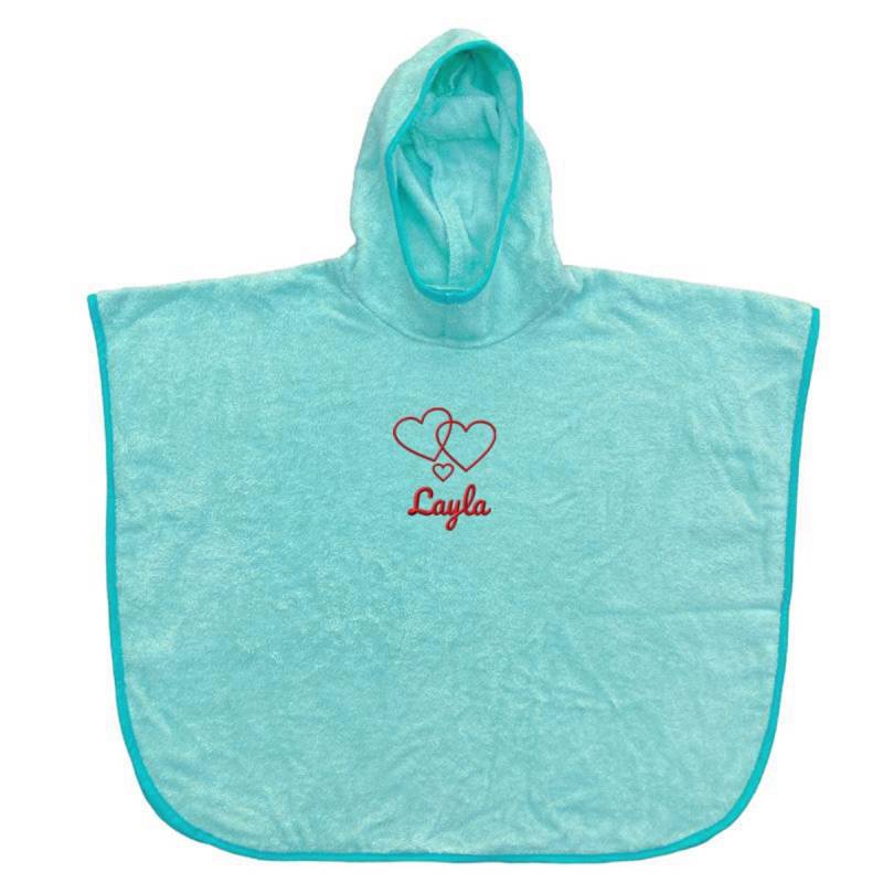 Wolimbo Kinder Badeponcho Mint Mit Namen Und Motiv Bestickt - Personalisiert Deinen Wunschangaben Poncho Geschenk Zum Geburtstag von Wolimbo