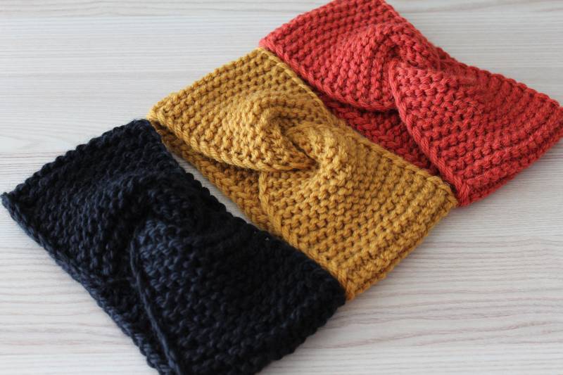 stirnband Mit Twist Knoten Gestrickt von Wolke7DE