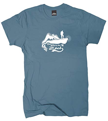 Wolkenbruch® T-Shirt Der Weg ist das Ziel Wandern Berge, stoneblue, Gr.3XL von Wolkenbruch