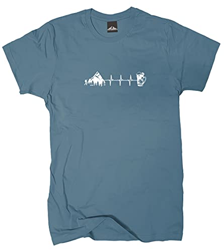 Wolkenbruch® T-Shirt Wandern Berge Bier Herzfrequenz, stoneblue, Gr.M von Wolkenbruch