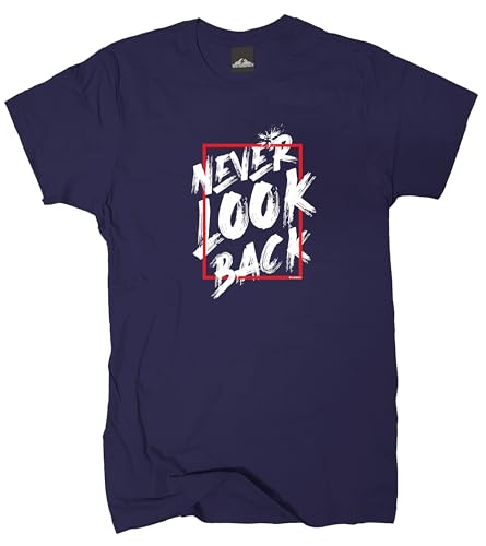 Wolkenbruch T-Shirt „Never Look Back“ – Hochwertiges Statement-Shirt (Navy, M) von Wolkenbruch