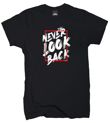 Wolkenbruch T-Shirt „Never Look Back“ – Hochwertiges Statement-Shirt (Schwarz, 4XL) von Wolkenbruch
