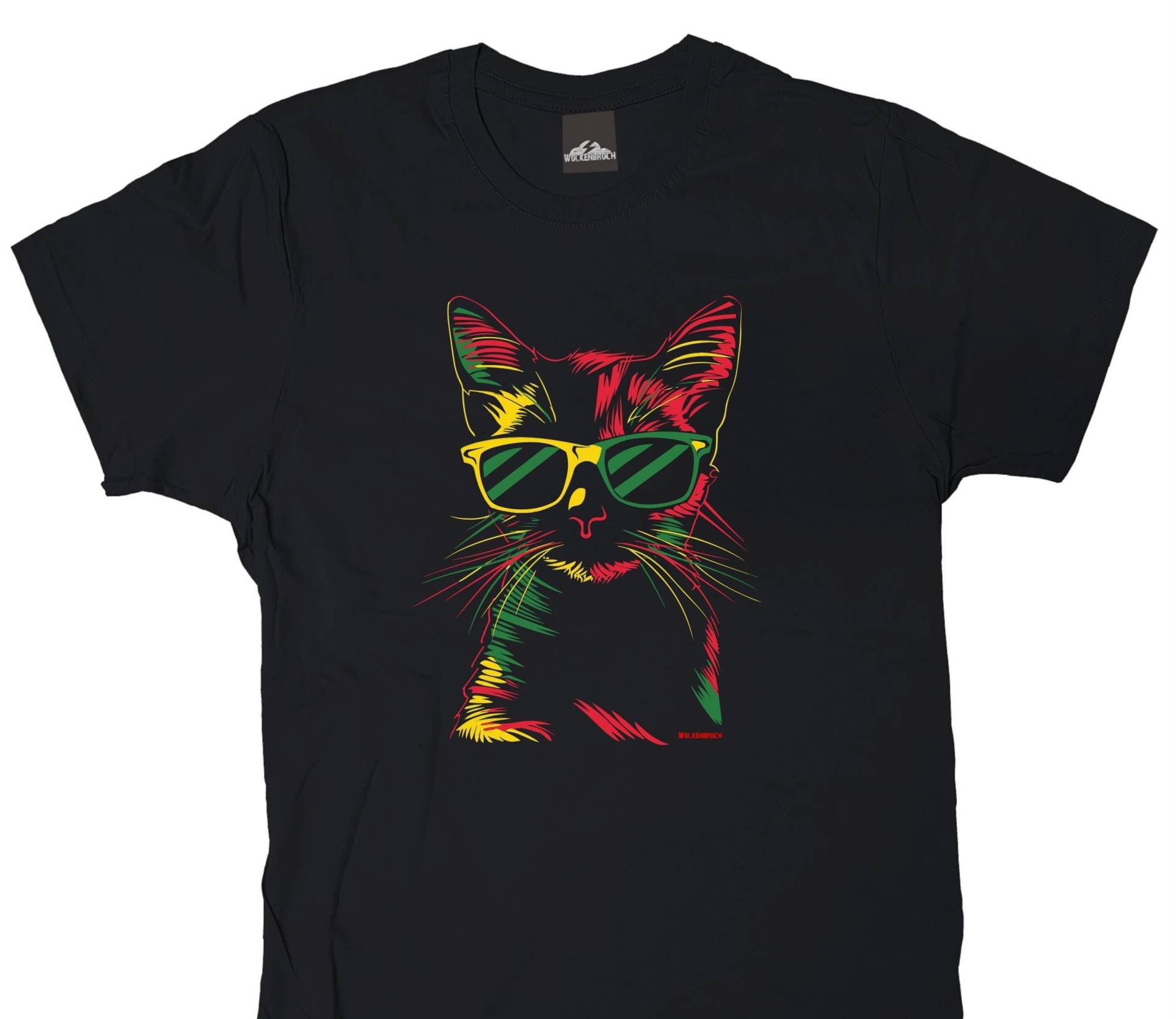 T-Shirt Katze Neon Style Vers. Farben Gr.s Bis Xxxxl Wolkenbruch von WolkenbruchShirts