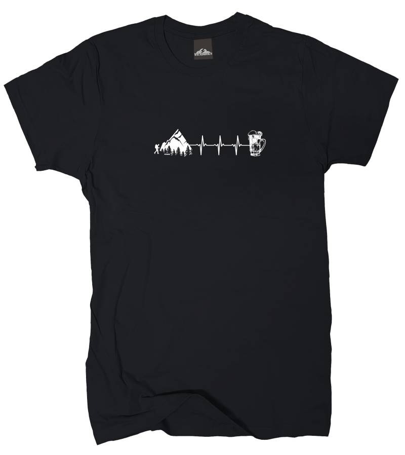 T-Shirt Wandern Bier Herzfrequenz Vers. Farben Gr.s-xxxxl von WolkenbruchShirts