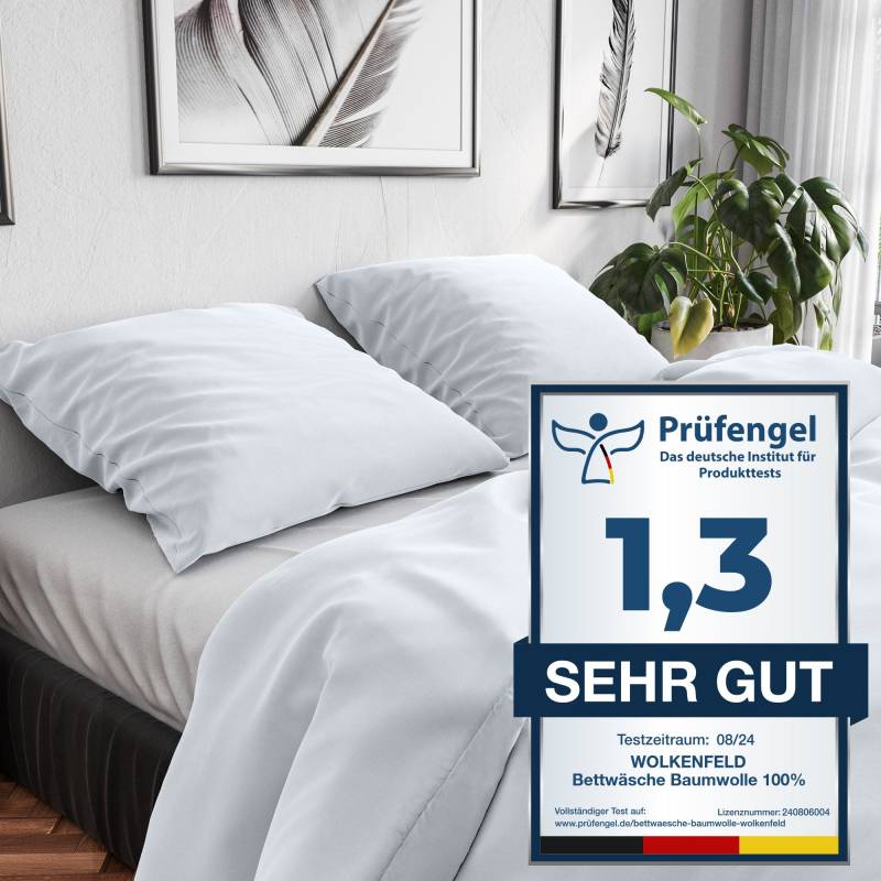 Wolkenfeld Bettwäsche "Renforcé Bettwäsche Baumwolle - Natürlich weiches Schlafgefühl" 3 Stk. tlg. 135x200 cm, 155x220 & Übergrößen I inkl. Kissenbezüge 80x80 I uni von Wolkenfeld