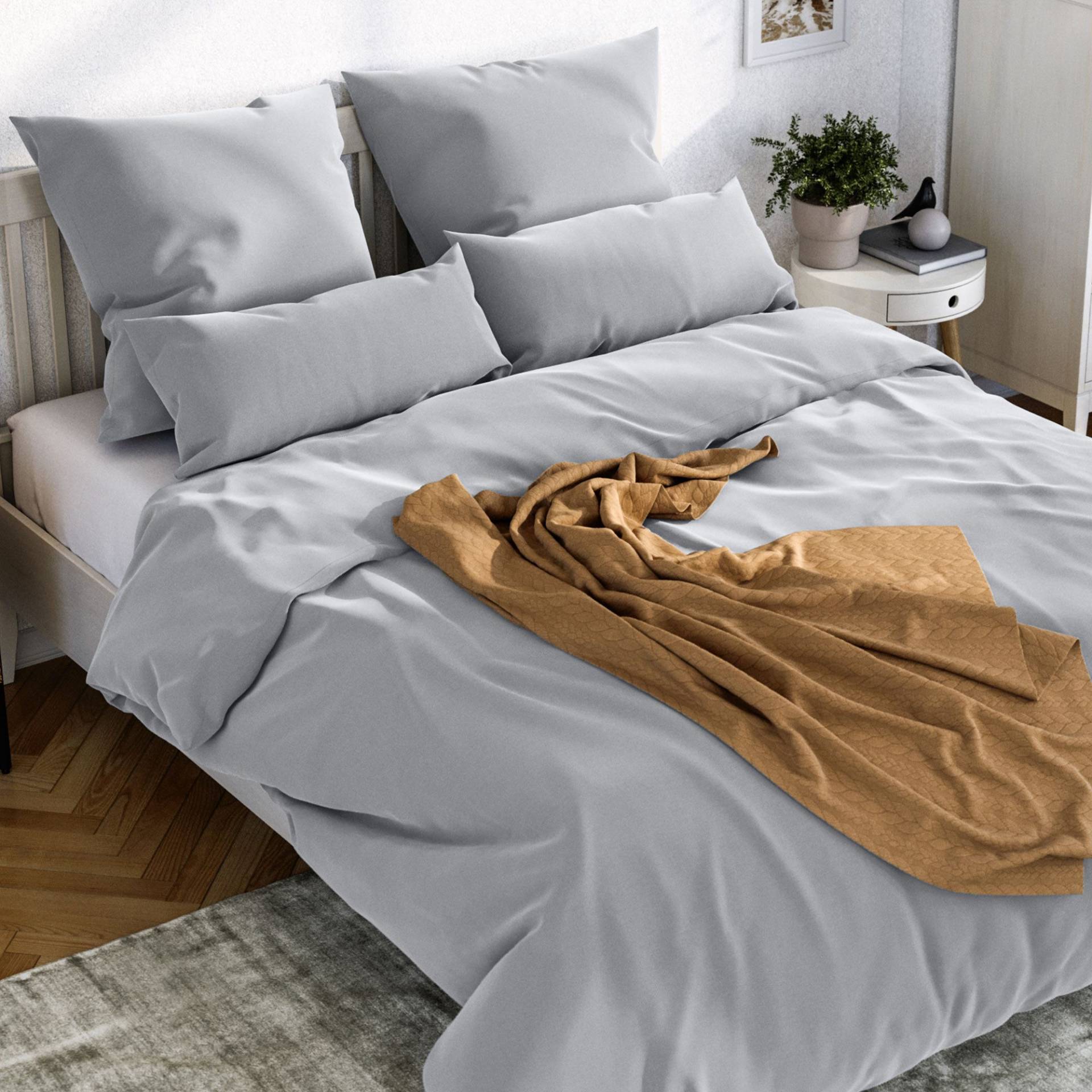 Wolkenfeld Bettwäsche "Mako-Satin Baumwollsatin Sommerbettwäsche" 2 Stk. tlg. 135x200 cm, 155x220, 200x200 & Übergrößen I inkl. Kissenbezüge 80x80 von Wolkenfeld