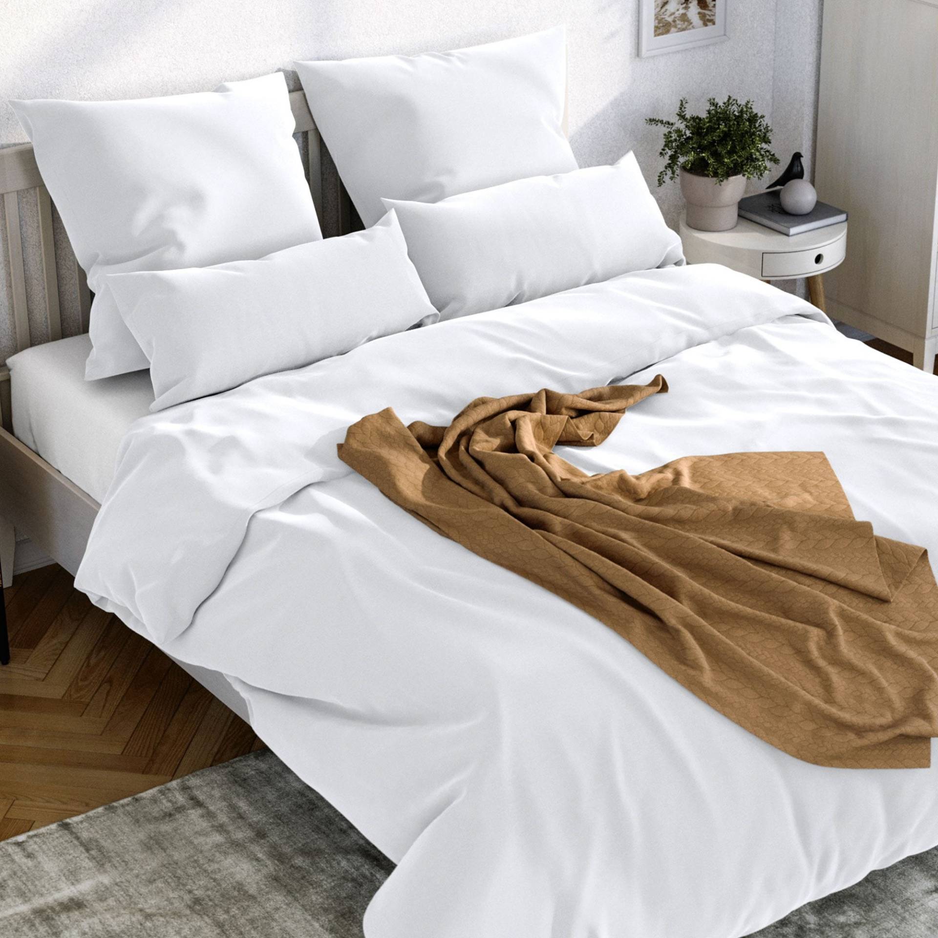 Wolkenfeld Bettwäsche "Mako-Satin Baumwollsatin Sommerbettwäsche" 2 Stk. tlg. 135x200 cm, 155x220, 200x200 & Übergrößen I inkl. Kissenbezüge 80x80 von Wolkenfeld