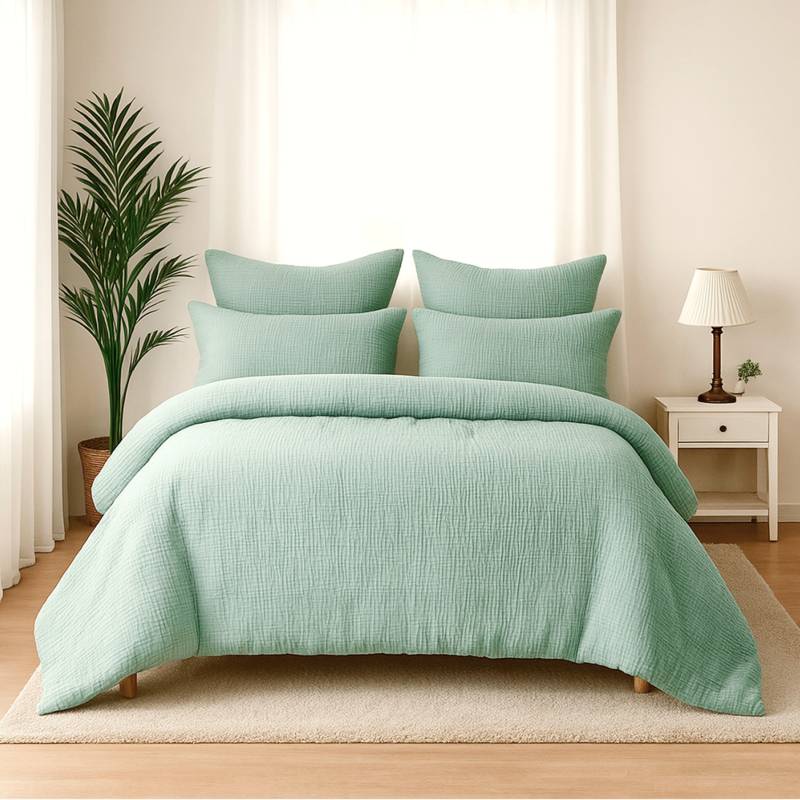 Wolkenfeld Bettwäsche "Wolkenfeld Premium Musselin mit Reißverschluss" 3 tlg. tlg. von Wolkenfeld