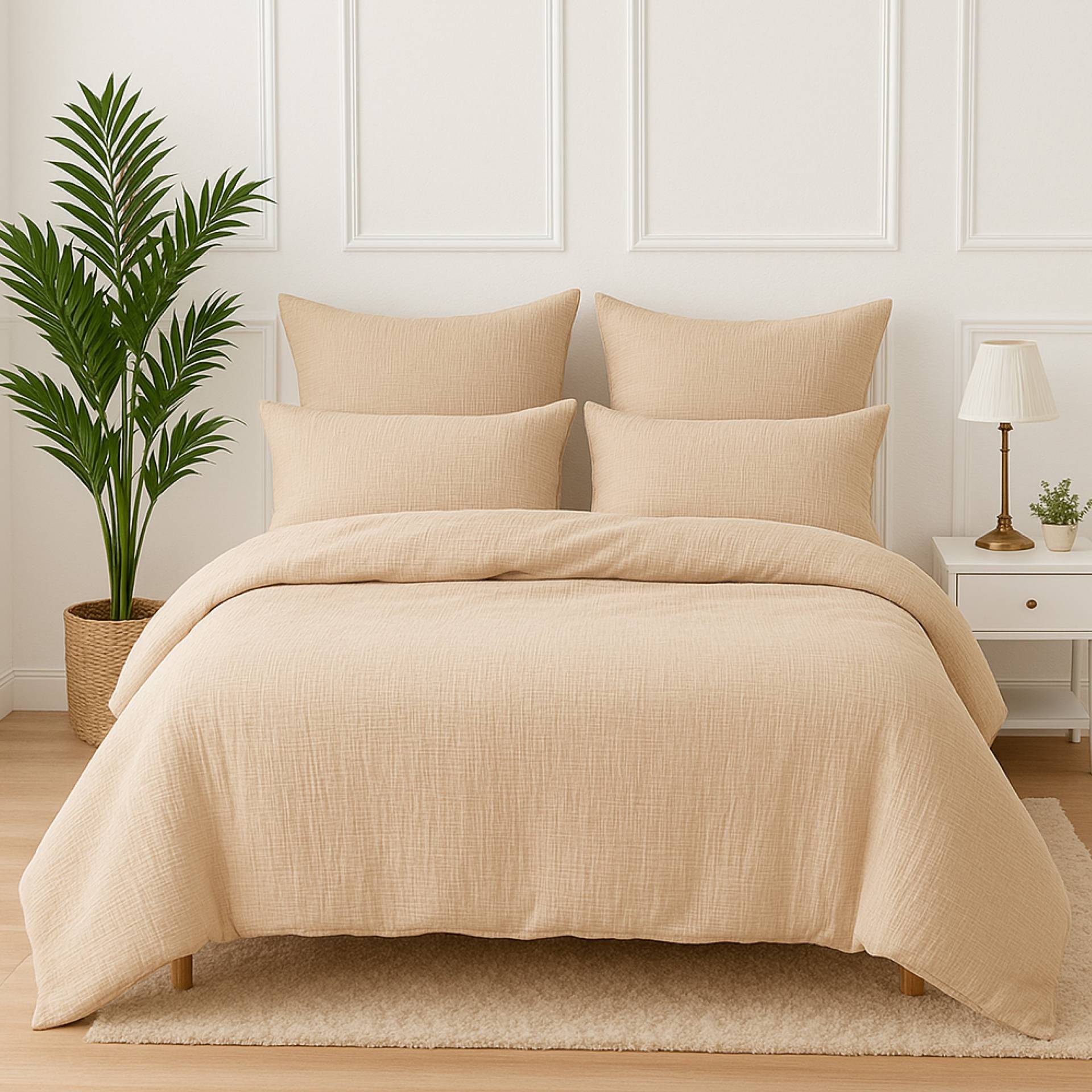 Wolkenfeld Bettwäsche "Wolkenfeld Premium Musselin mit Reißverschluss" 4 tlg. tlg. von Wolkenfeld