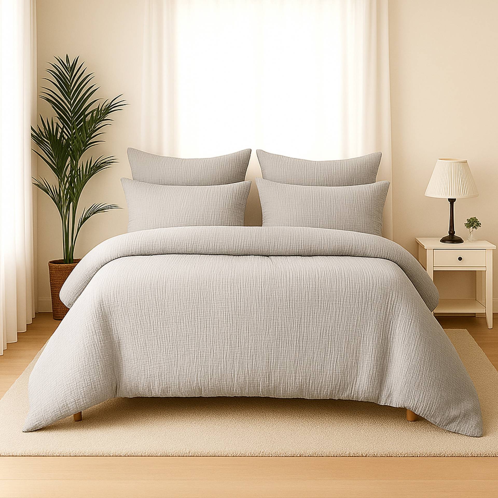 Wolkenfeld Bettwäsche "Wolkenfeld Premium Musselin mit Reißverschluss" 4 tlg. tlg. von Wolkenfeld