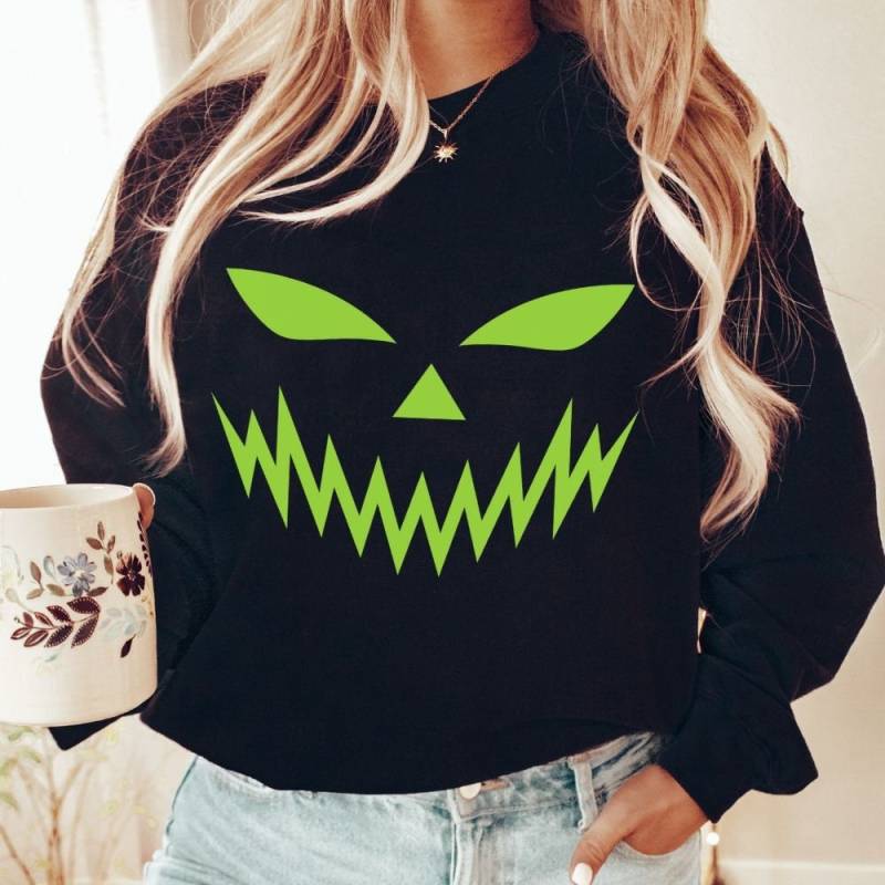Halloweenkostüm, Halloween Sweatshirt, Pumpkin Gothic Pullover, Kürbisgesicht, Kürbis Pullover von WolkenlosShop
