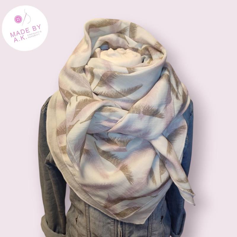 Feder Feather Musselintuch Xxl Halstuch Musselin Rose' Damentuch von WolkenlosbyAK