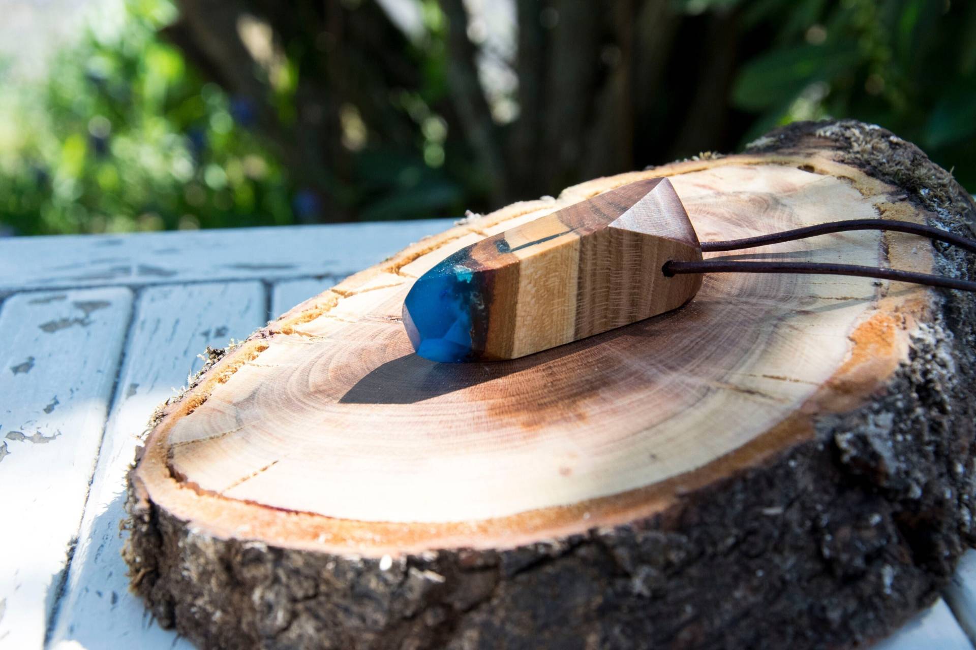 Holzkette, Statementkette Holz, Holz Harz Kette von WolkenschlossZauber