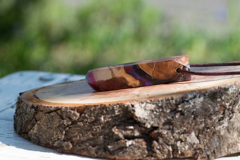 Holzkette, Statementkette Holz, Holz Harz Kette von WolkenschlossZauber