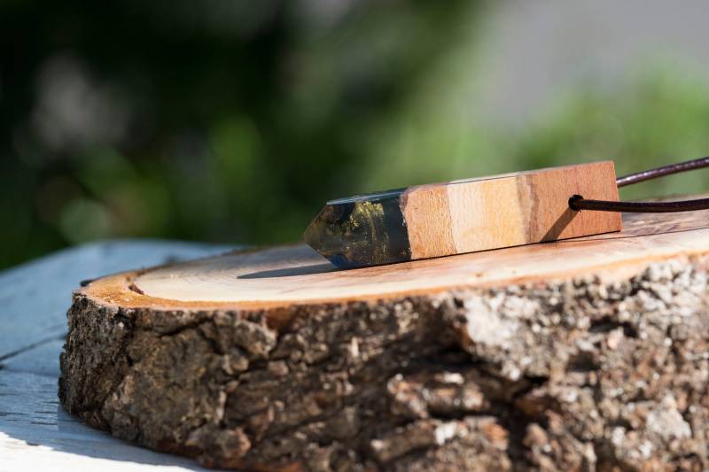 Holzkette, Statementkette Holz, Holz Harz Kette von WolkenschlossZauber
