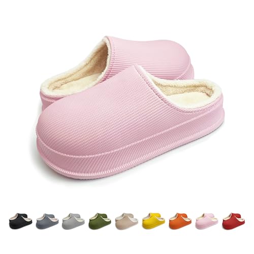 Wolkensohle Schlappen Damen Herren Wasserdicht Rutschfeste Schuhe Winter Wärme Pantoffeln Hausschuhe Damen Plüsch Komfort EVA Sohle von Wolkensohle