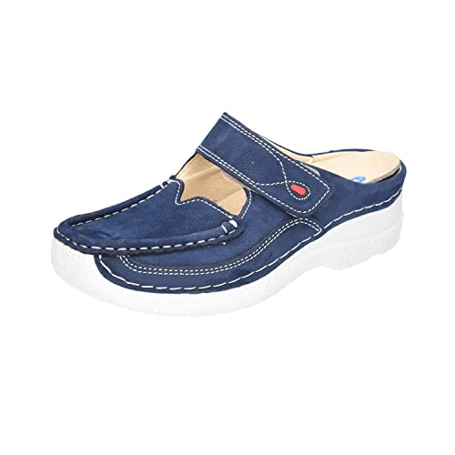 Wolky Roll Slipper Clogs Denimblue Nubuck Größe 41 von Wolky