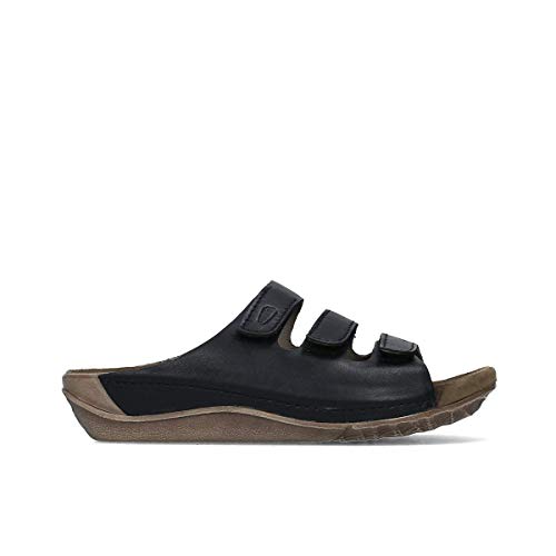 Wolky Nomad Pantoletten Leder geölt schwarz Größe 39 von Wolky