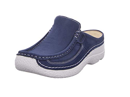 Wolky Roll Slide Clogs Nubukleder denimblau Größe 38 von Wolky